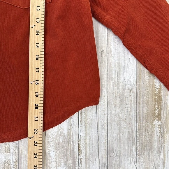 Forever 21 Womens Shirt Top Medium Cropped Corduroy Rustic Orange Oversized - Picture 10 of 11